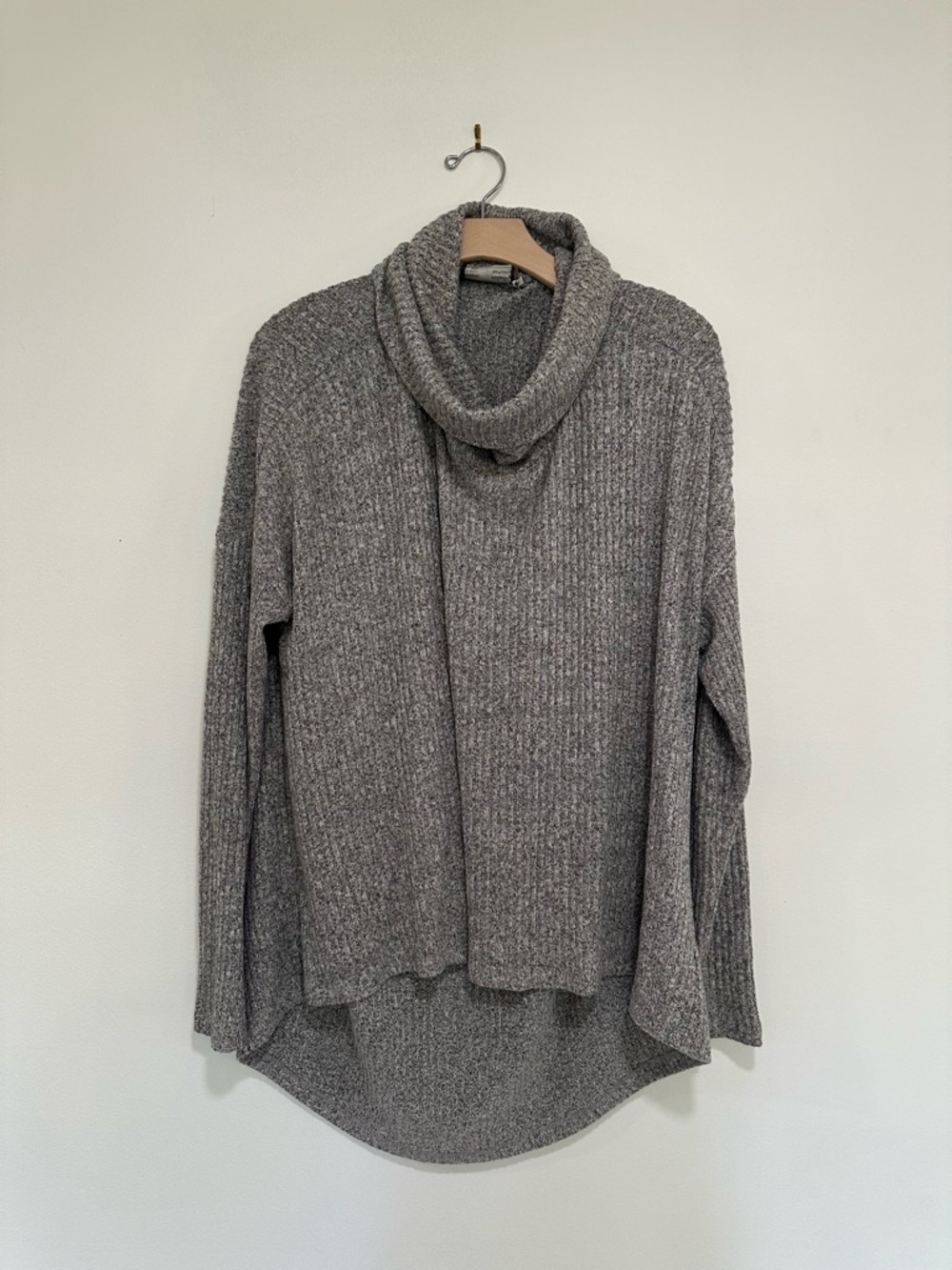 Anthropologie Saturday Sunday Cozy Grey Ribbed Cowl Neck Sweater - Women